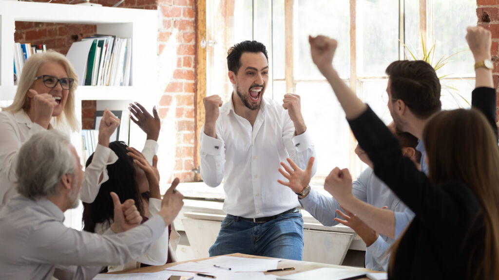 team celebration of success